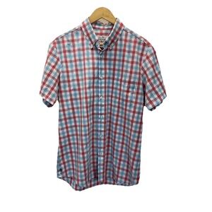 Mizzen+Main Shirt Mens L Red Blue Leeward Trim Fit Performance Made in USA SS